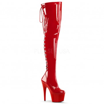 Pleaser ADO3063/R/M 7" Heel, 2 3/4" Platform Stretch Thigh Boot, Side Zip